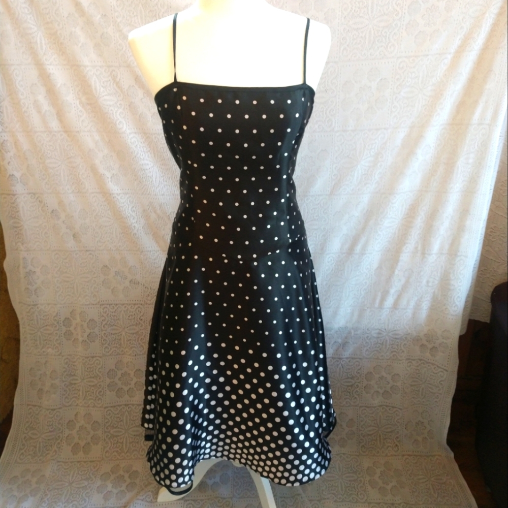 Dressbarn Polka Dot Midi Flared 50s 60s Swing Petticoat Crinoline Layer Dress